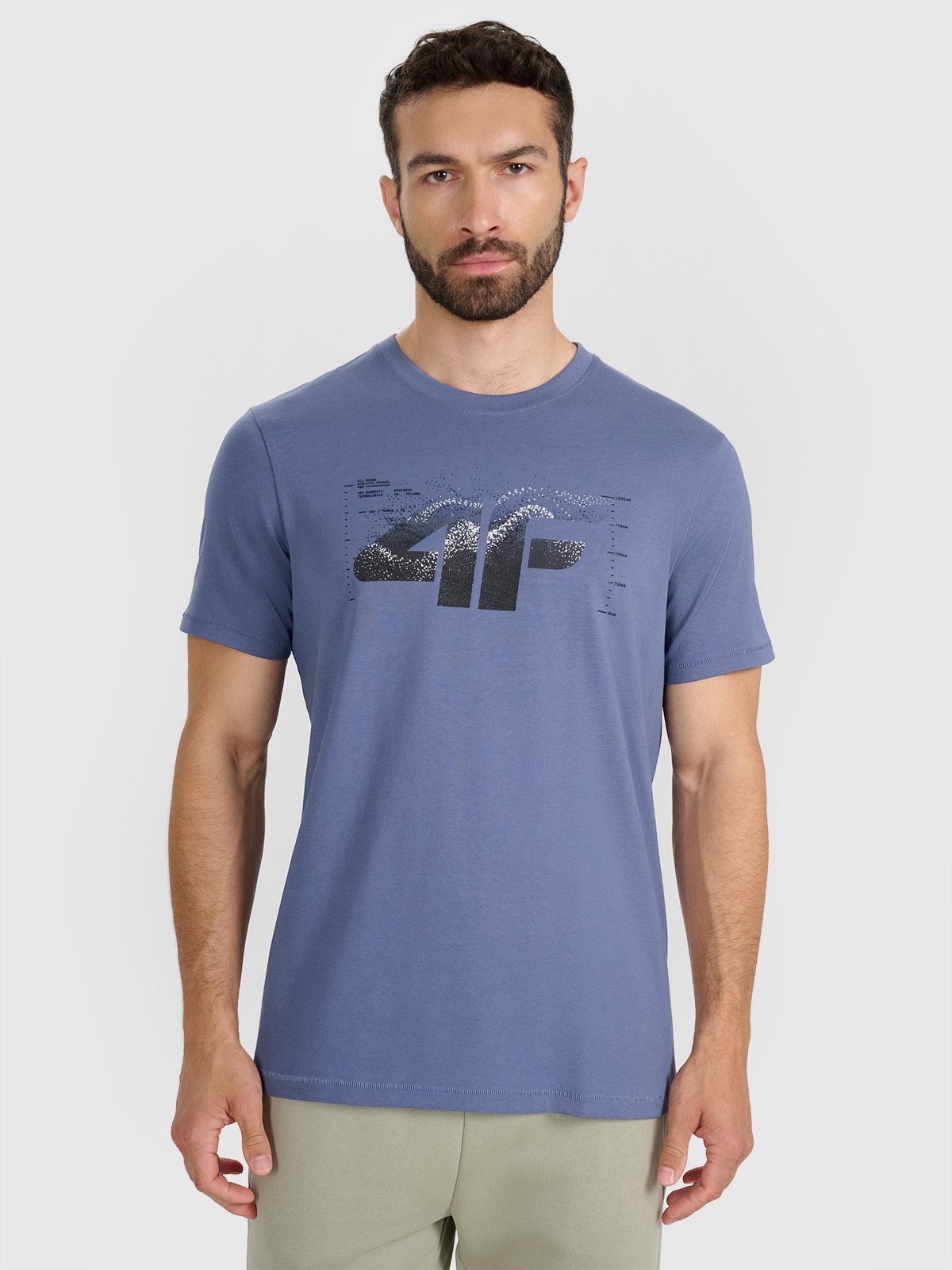 Vyriški T-shirt regular marškinėliai su spauda - tamsiai mėlynos spalvos