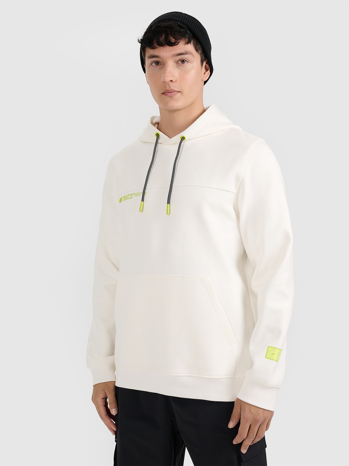Vyriškas sportinis neatsegamas džemperis su gobtuvu - baltas