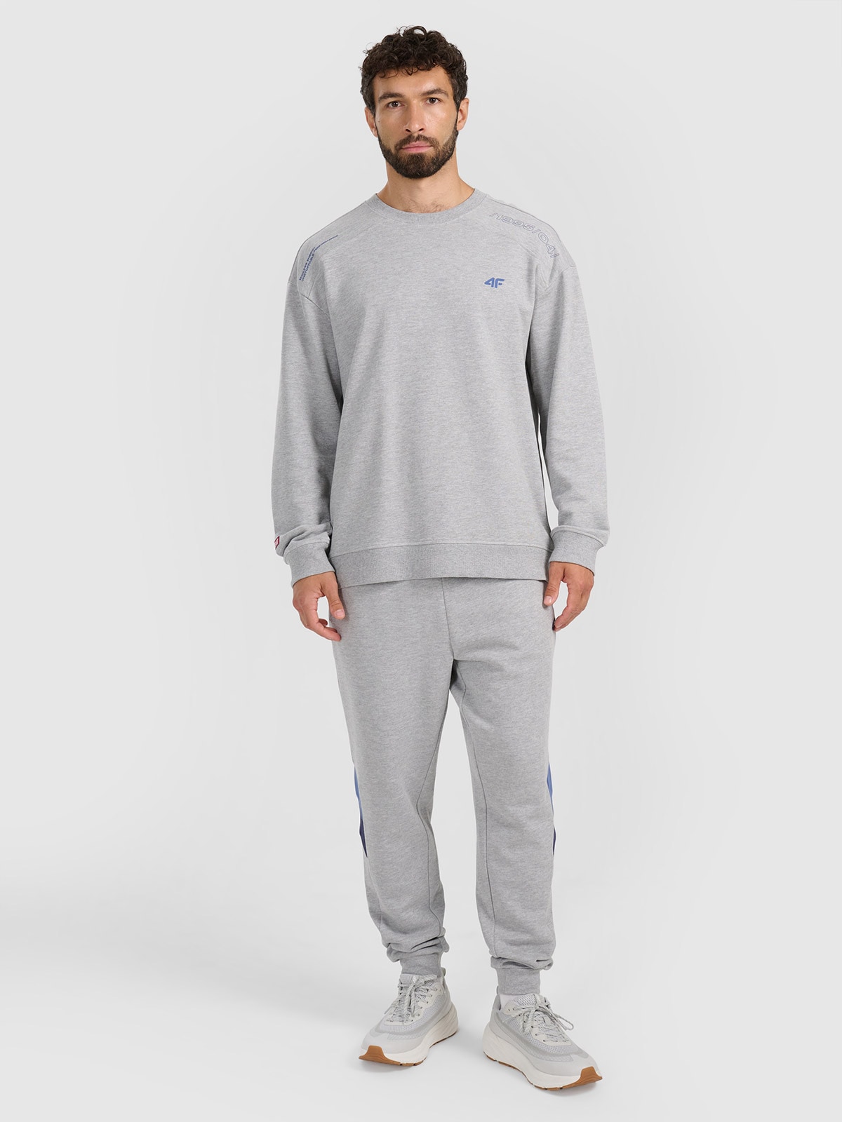Vyriškas sportinis neatsegamas džemperis be gobtuvo - pilkas