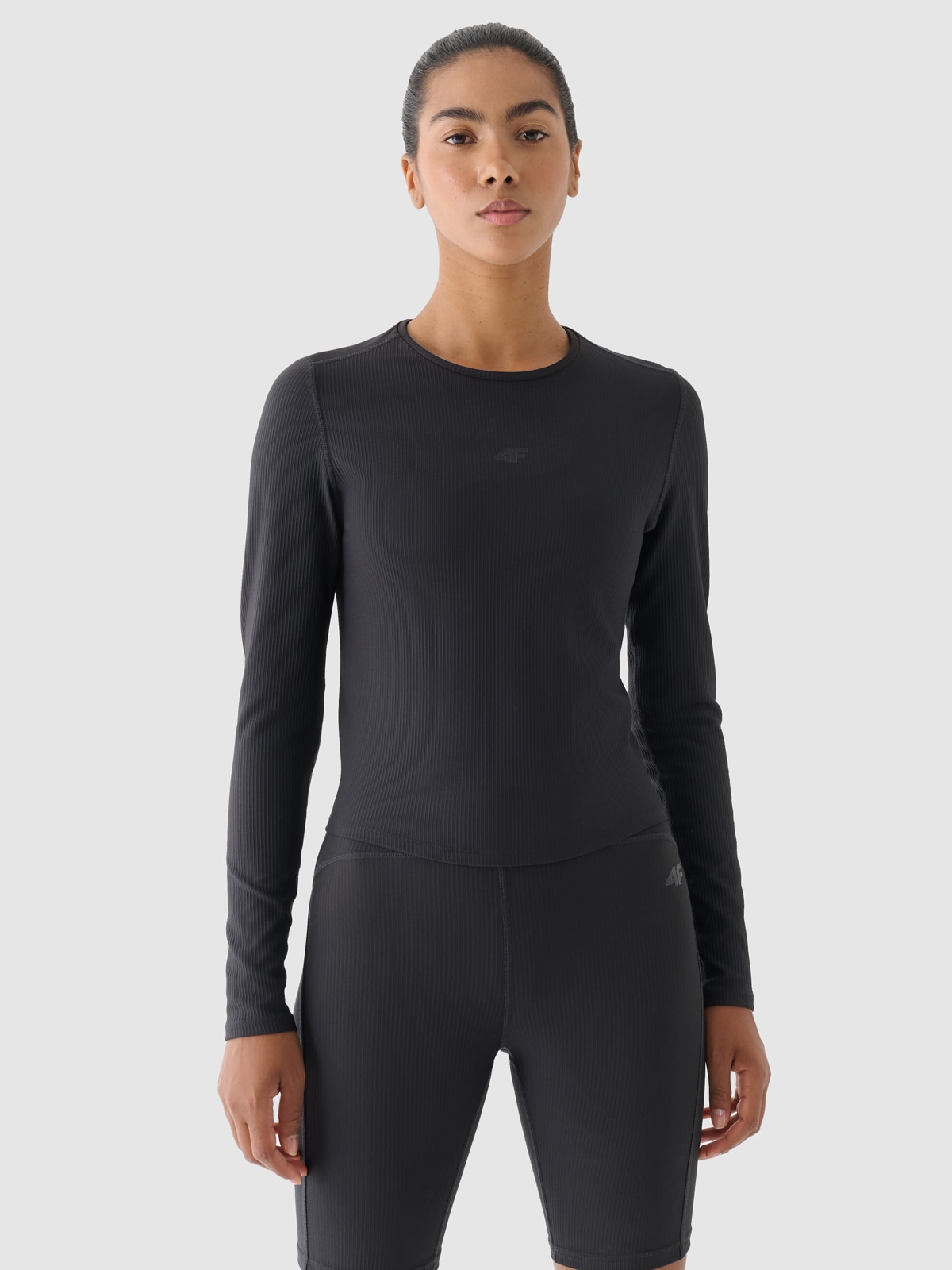 Moteriški longsleeve greitai džiūstantys treniruočių marškinėliai - pilki