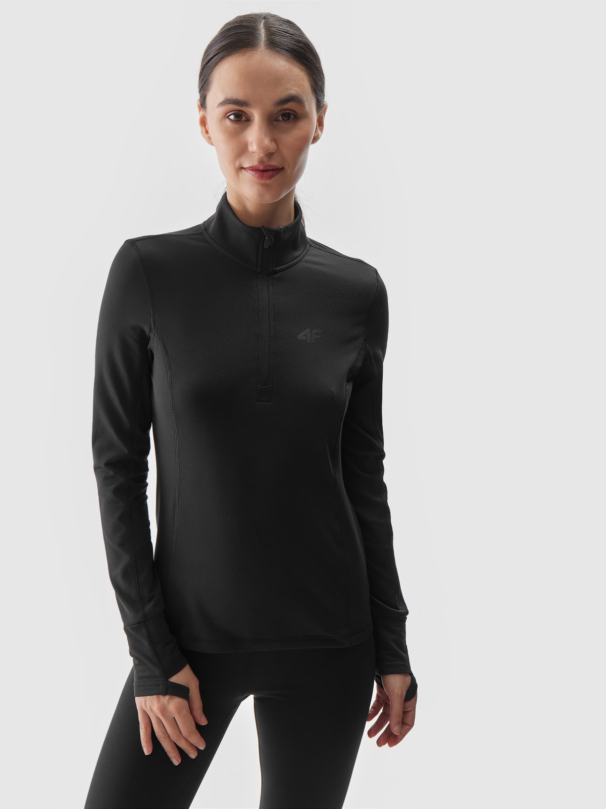 Moteriškas termoaktyvus sukarštas apatinis trikotažas (viršus) - juodas