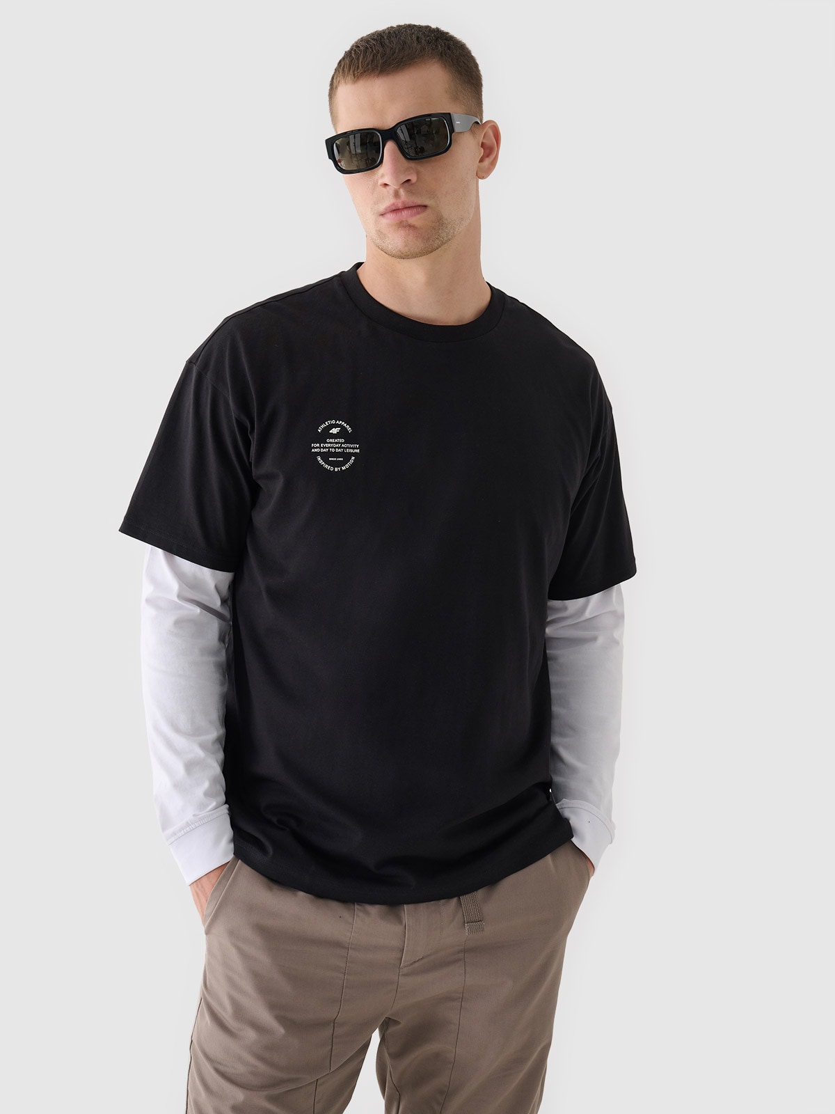 Vyriški T-shirt oversize lygus marškinėliai - juodi