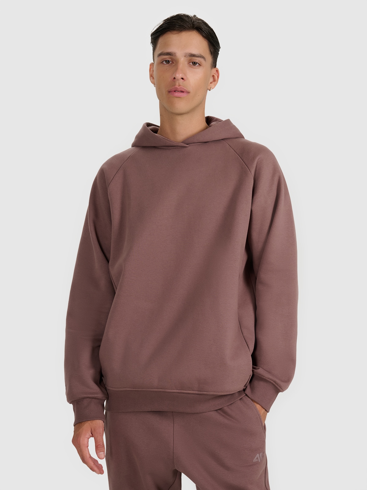 Sportinis neatsegamas džemperis su gobtuvu unisex - rudas