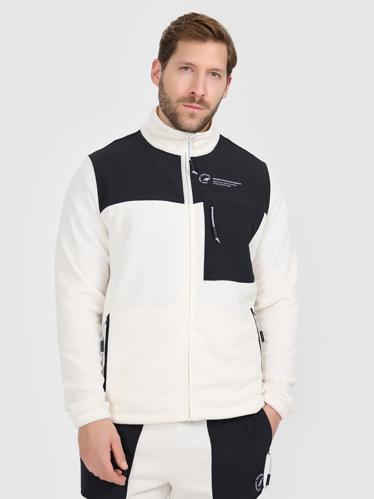 Vyriškas regular flisas su apykakle - smėlio spalvos