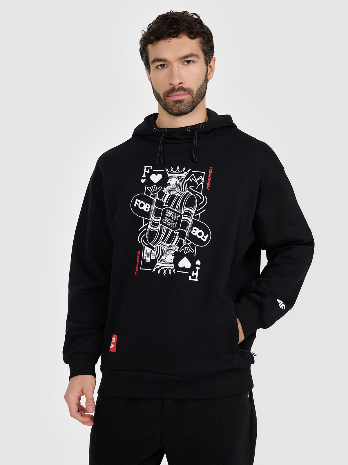 Vyriškas sportinis neatsegamas džemperis su gobtuvu - juodas