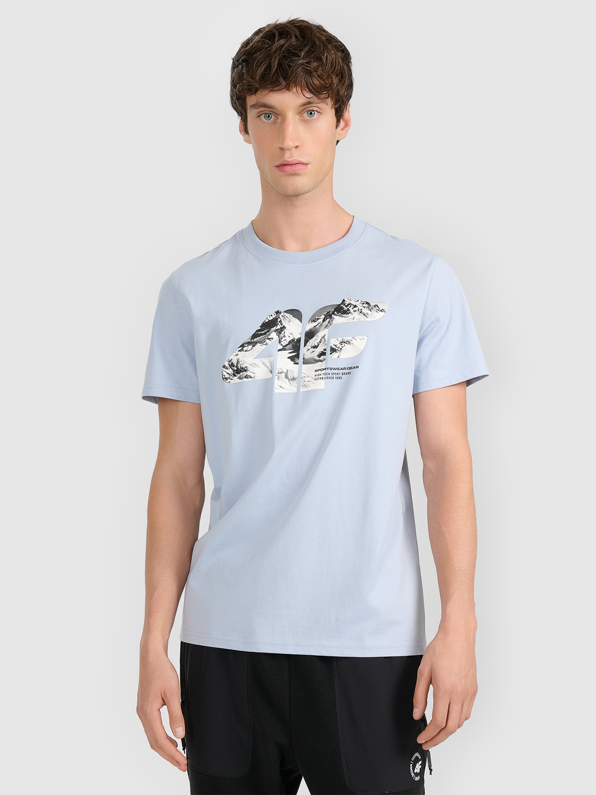 Vyriški T-shirt regular marškinėliai su spauda - mėlyni