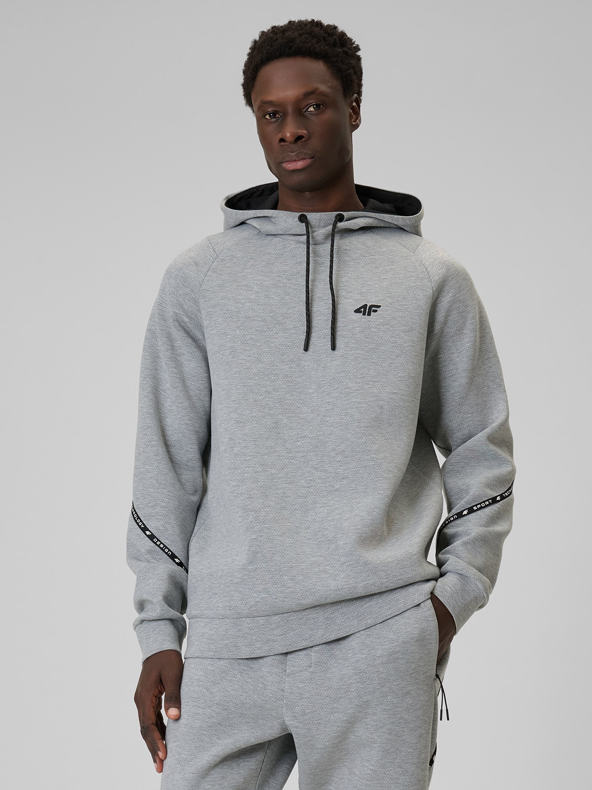 Vyriškas regular sportinis džemperis su gobtuvu - pilkas