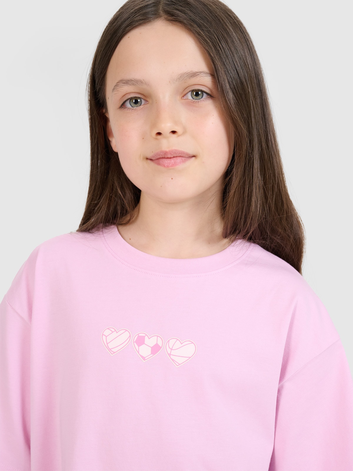 T-shirt oversize marškinėliai su spauda mergaitėms - rožiniai