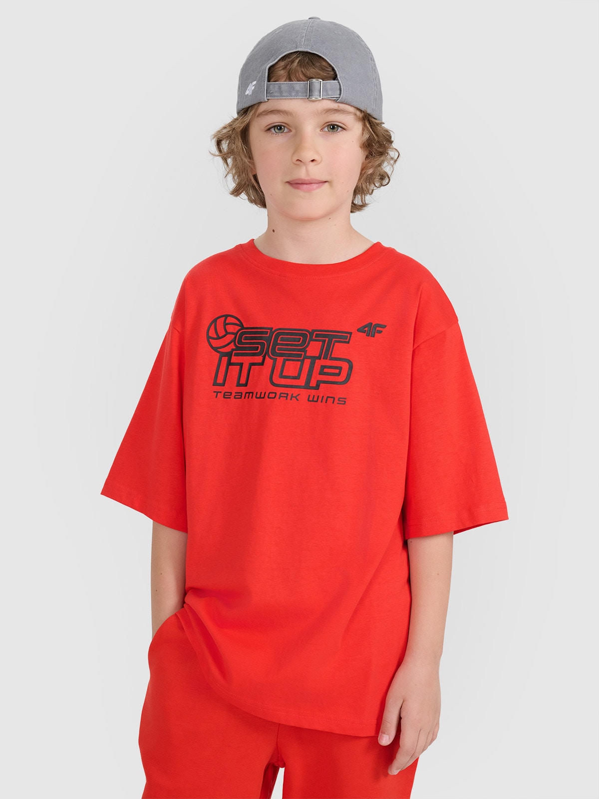 Vaikiški T-shirt oversize marškinėliai su spauda - raudoni