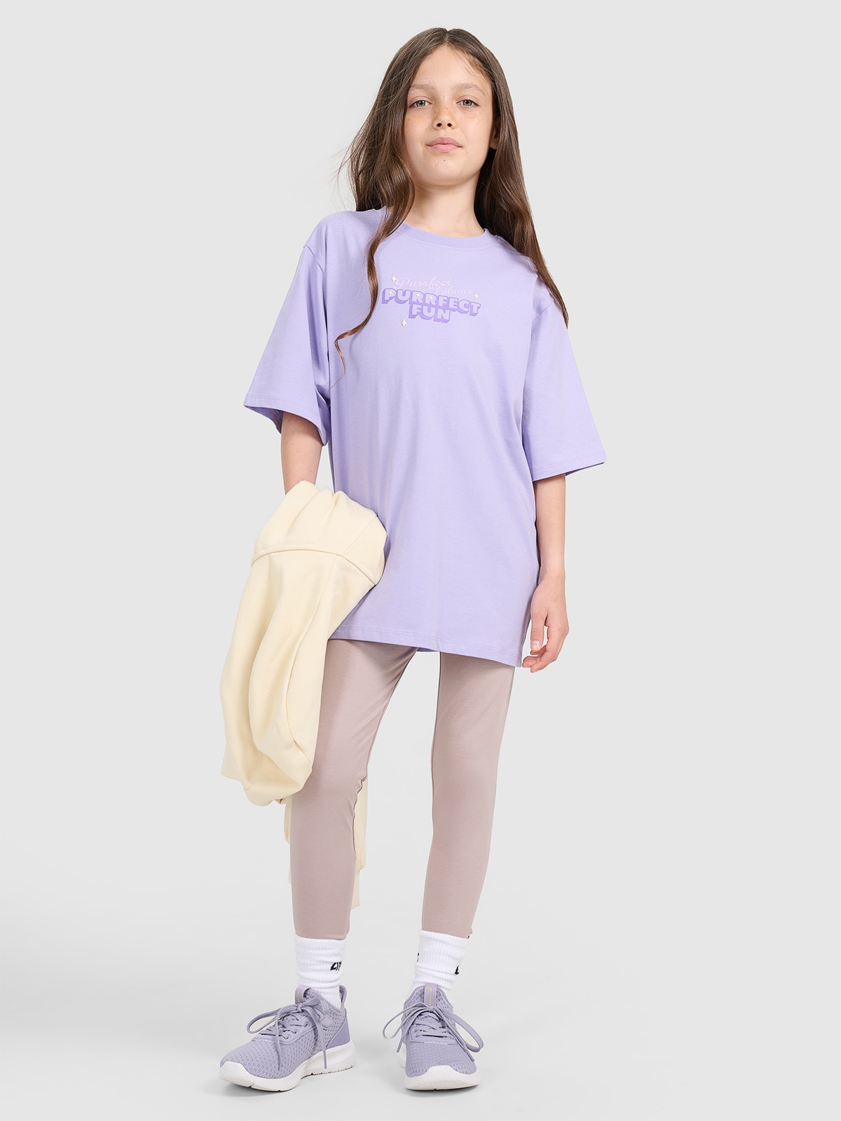 Trikotažinės tamprės mergaitėms - smėlio spalvos