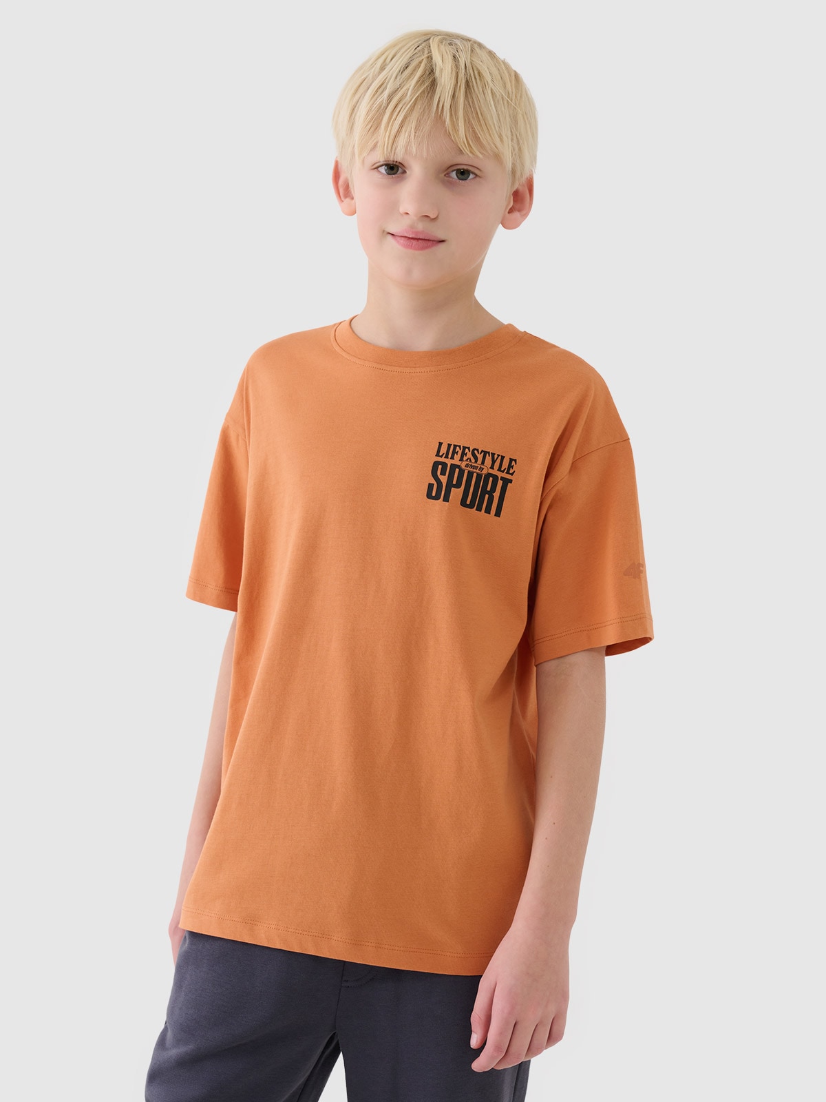 T-shirt regular marškinėliai su spauda berniukams - oranžiniai