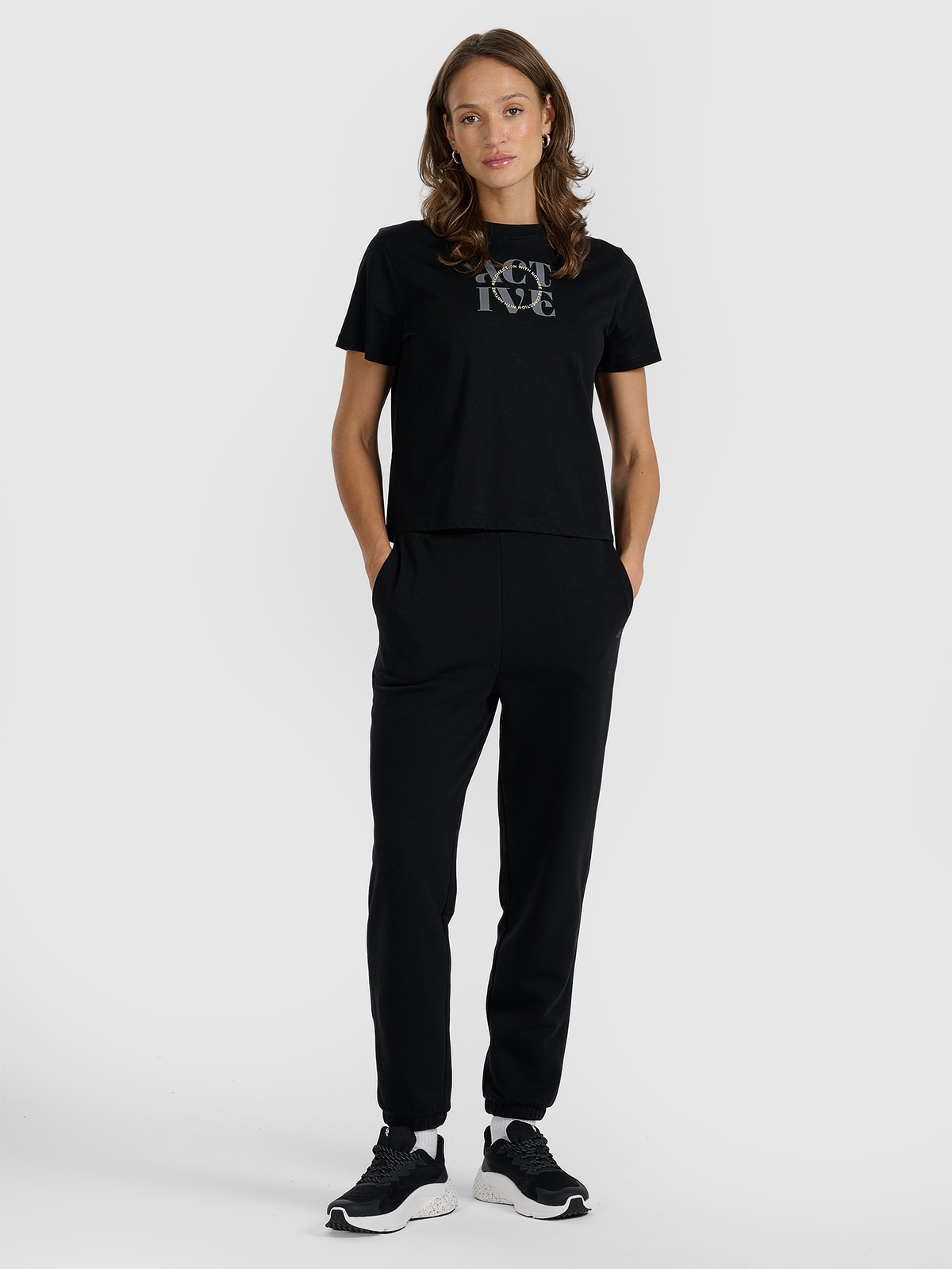 Moteriškos sportinės jogger kelnės - juodos