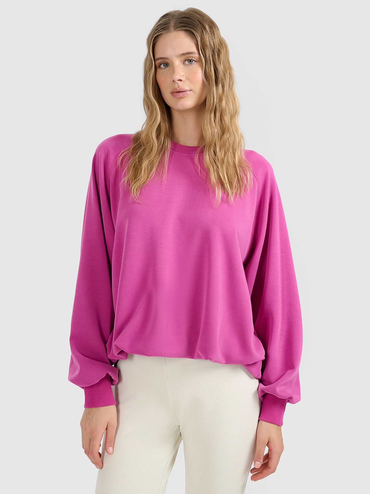 Moteriškas sportinis neatsegamas džemperis su modalio priemaiša - rožinis