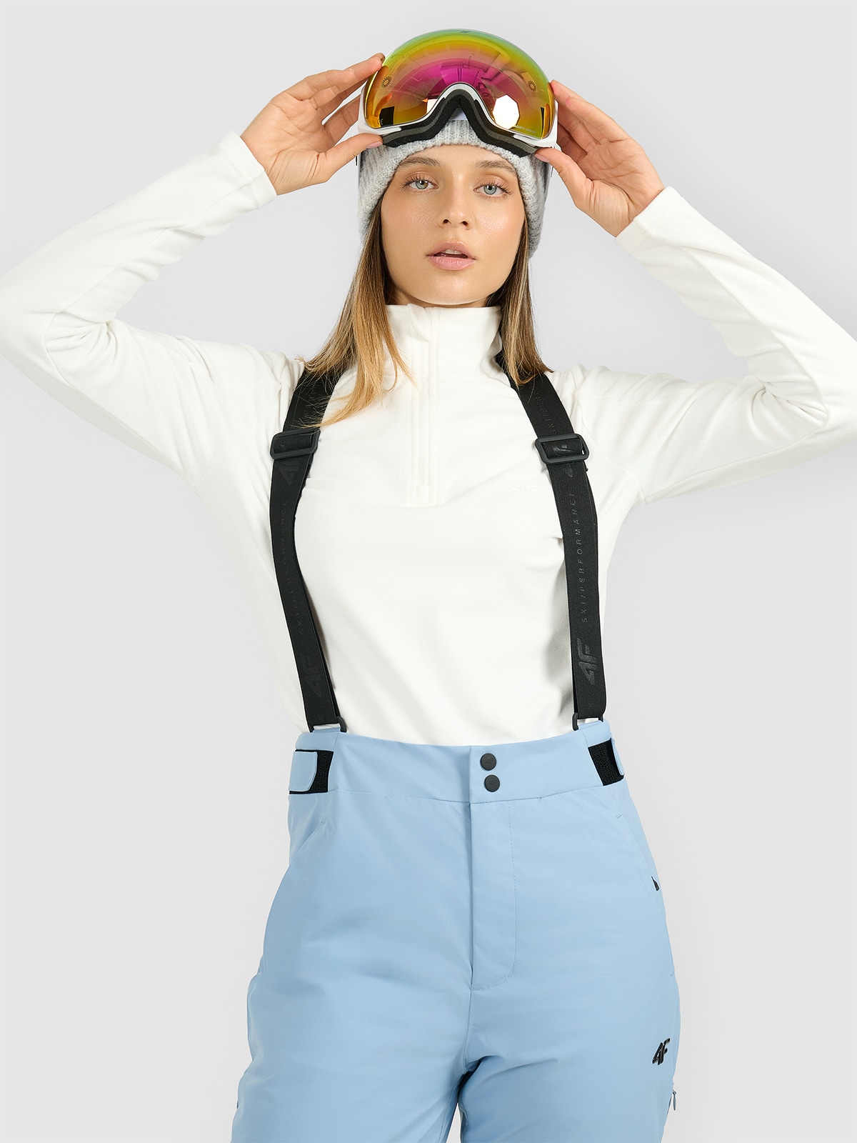 Moteriškas termoaktyvus fliso apatinis trikotažas (viršus) - baltas