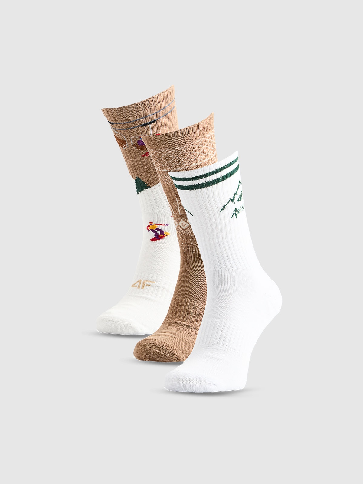 Moteriškos ilgos kalėdinės kojinės (3-pack) – įvairiaspalvės