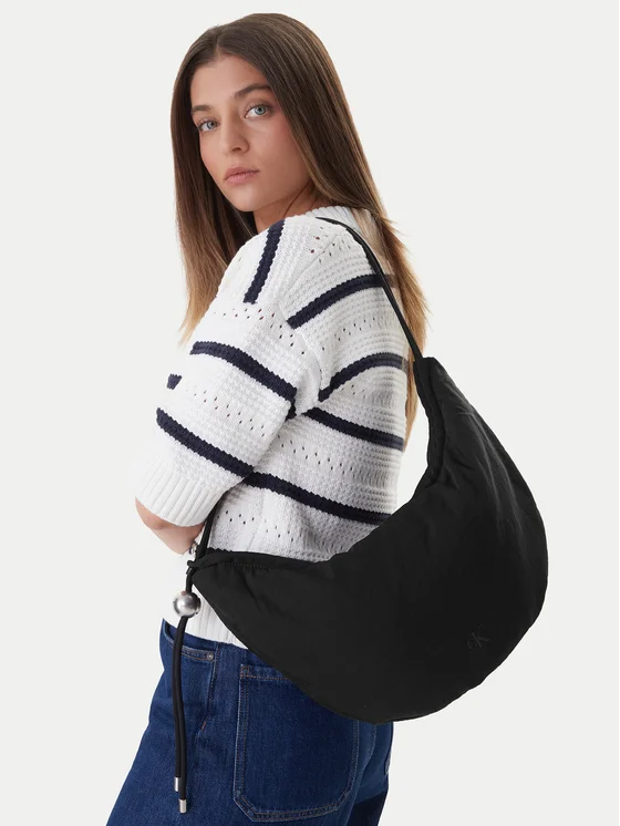Calvin Klein Rankinė Calvin Klein Nylon Cord Small Hobo Bag LV04F3382G Juoda