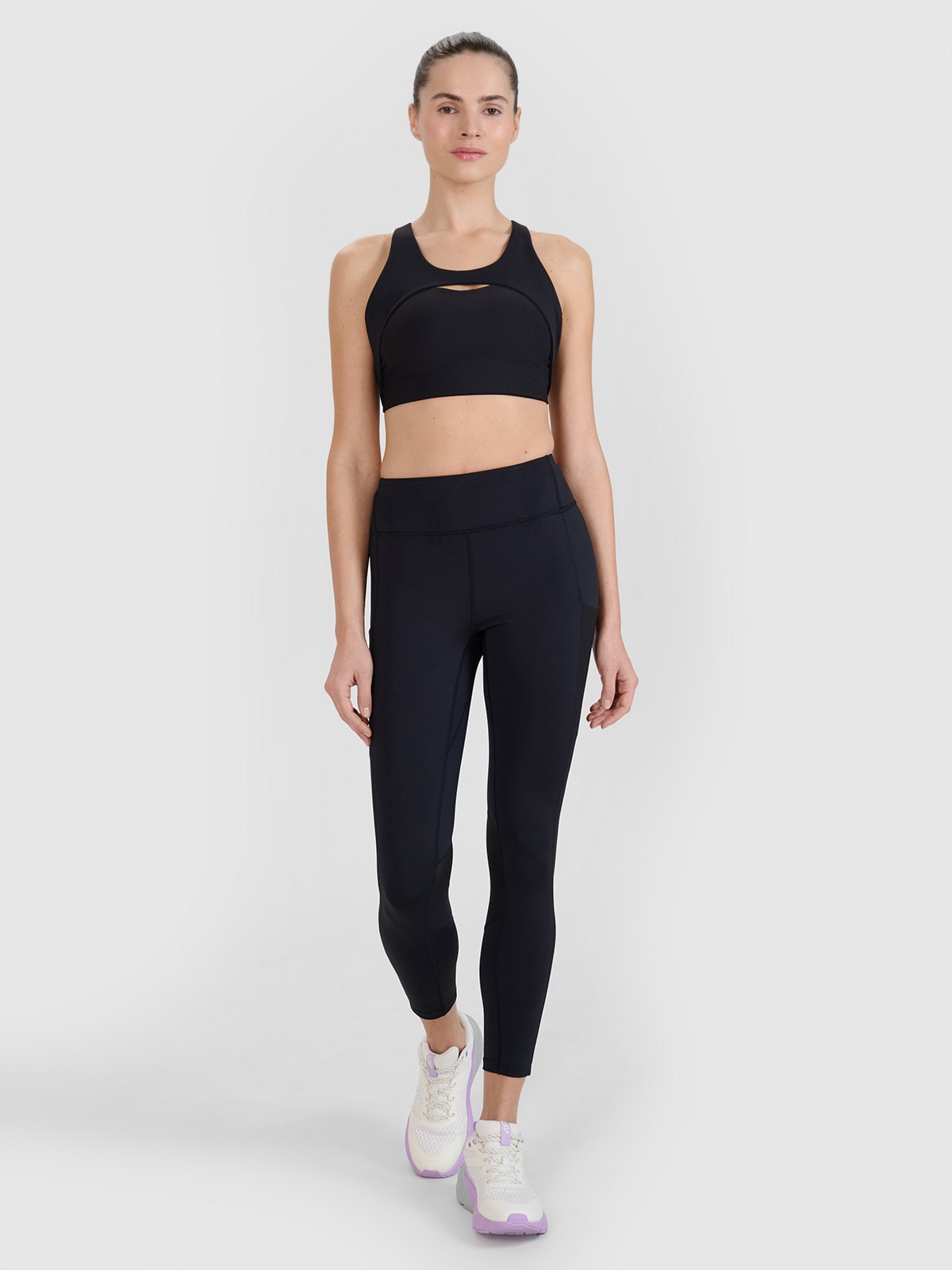 Moteriškos treniruočių tamprės su aukštu liemeniu - juodos
