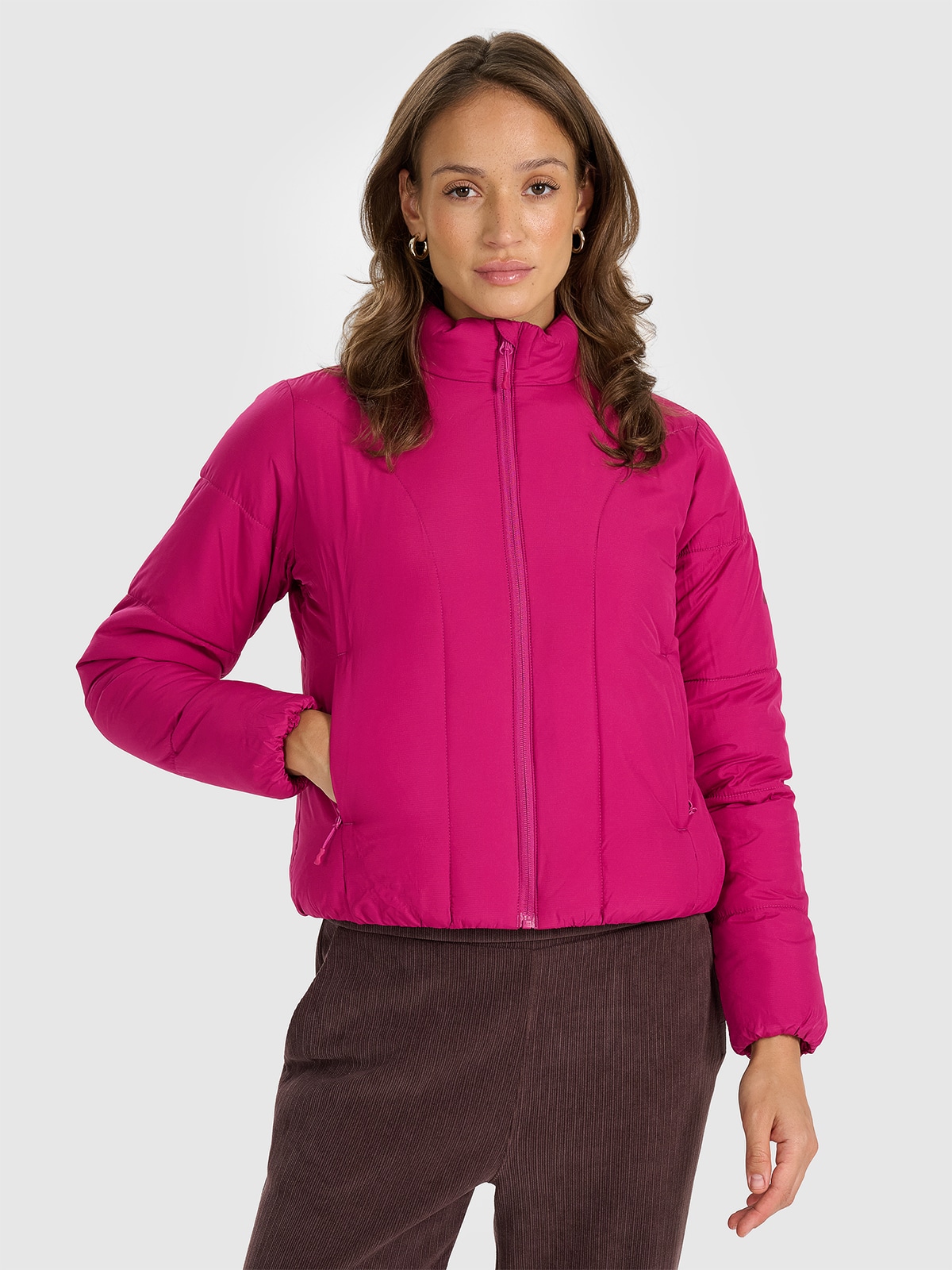 Moteriška striukė su sintetiniu pūkų kamšalu - rožinė