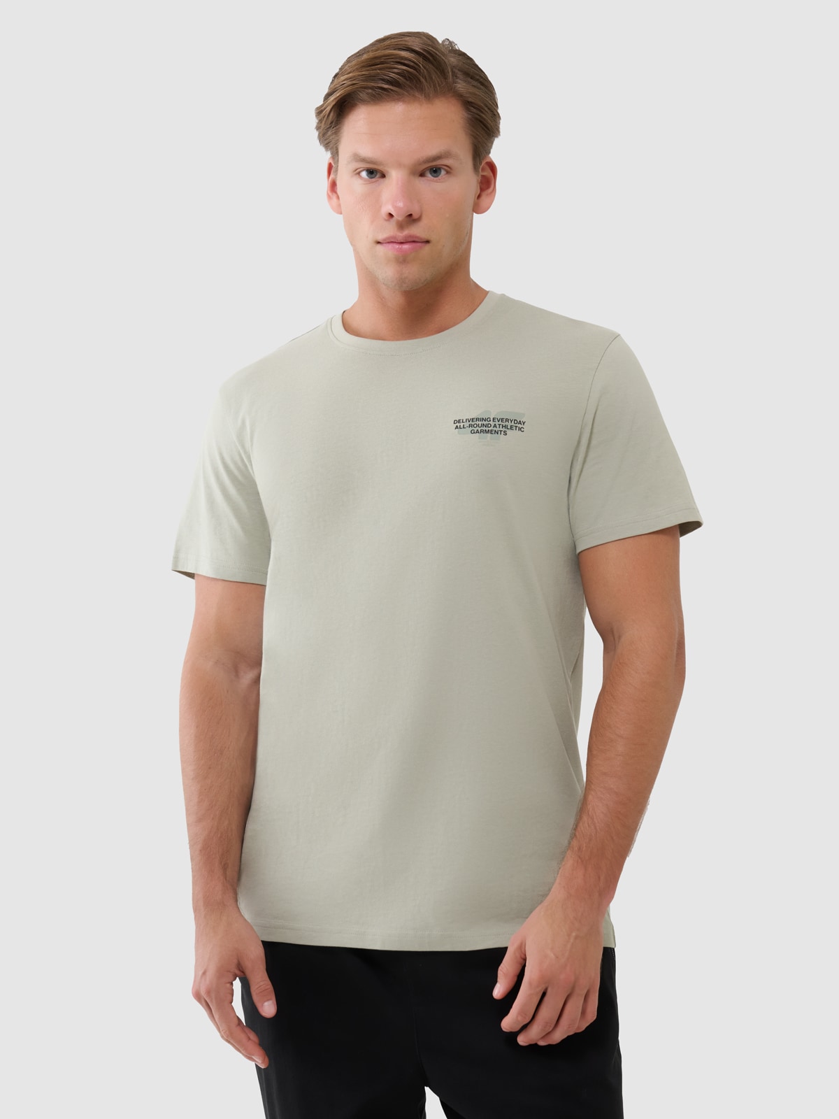 Vyriški T-shirt regular marškinėliai su spauda - alyvuogių/khaki spalvos