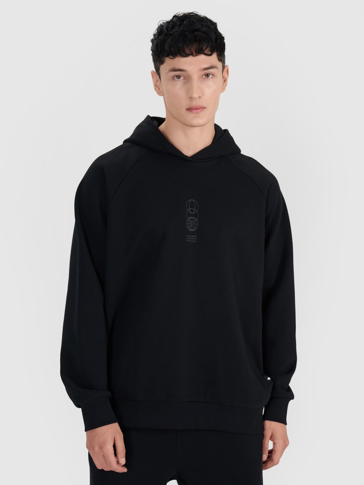 Vyriškas sportinis neatsegamas džemperis su gobtuvu - juodas