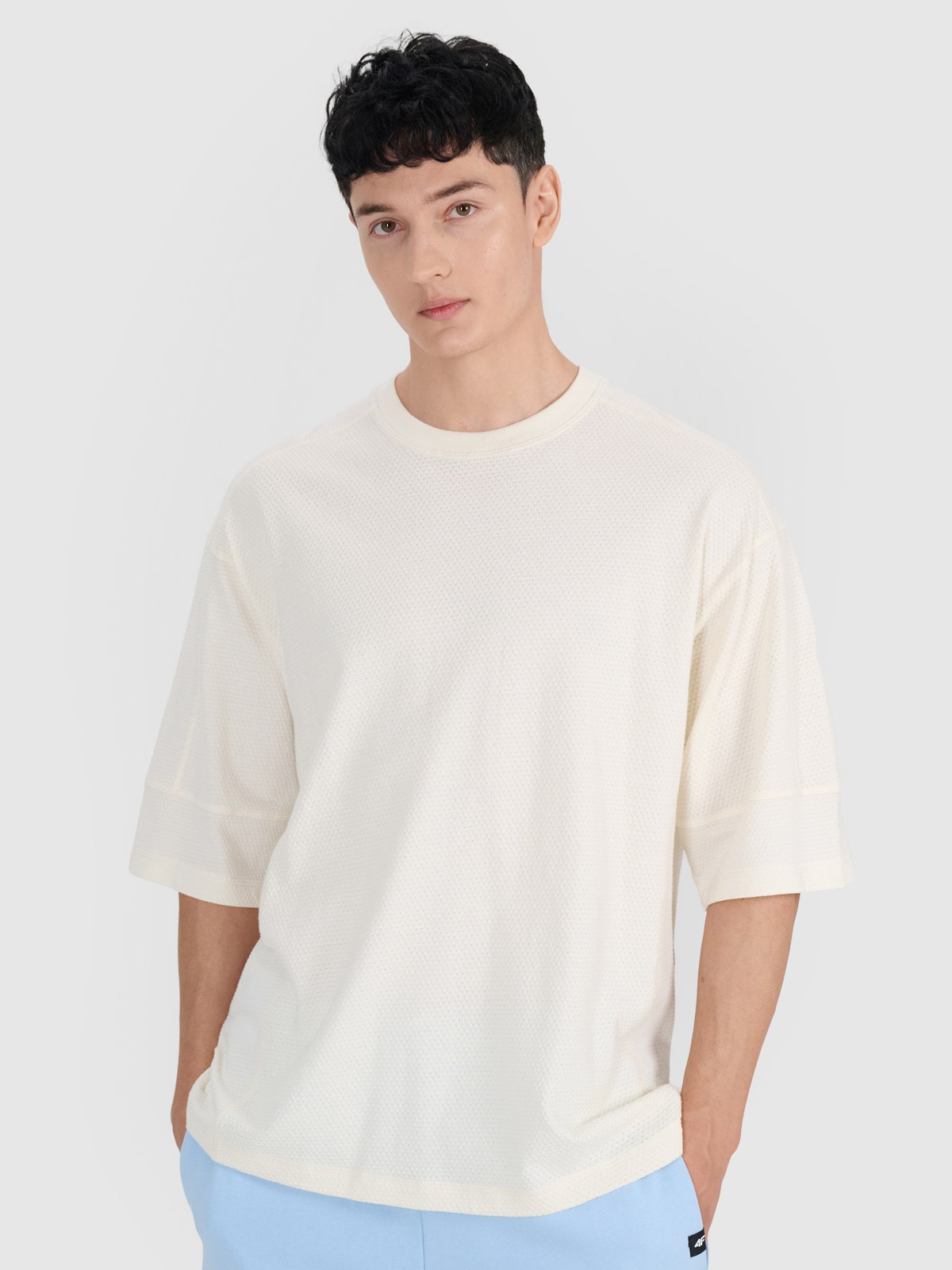 Vyriški T-shirt oversize lygus marškinėliai - balti