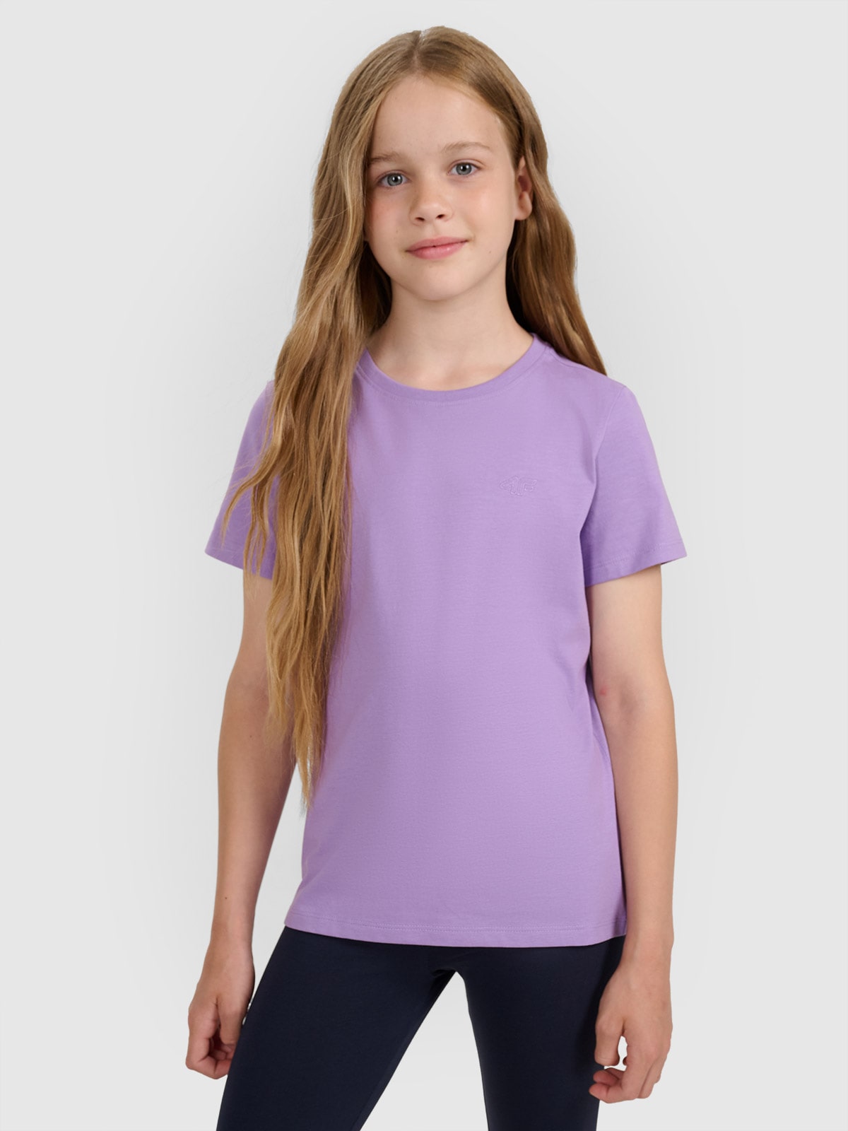 T-shirt regular lygus marškinėliai mergaitėms - violetiniai