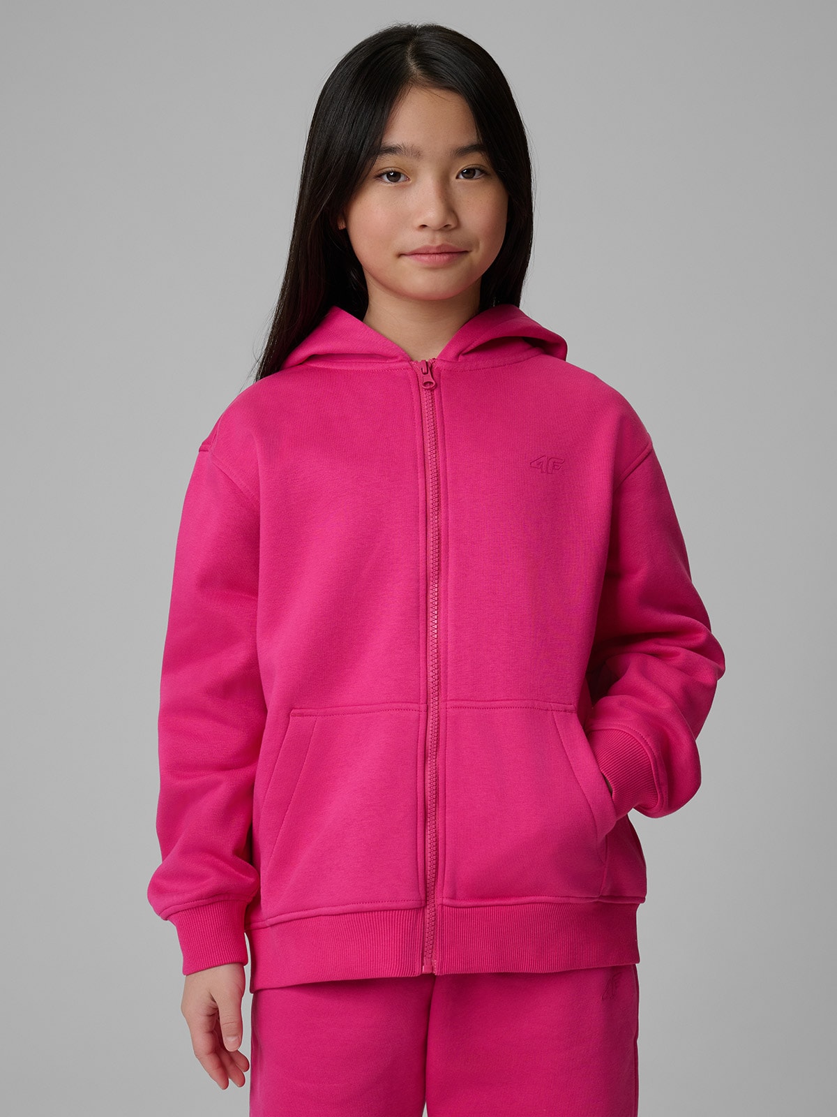 Loose sportinė palaidinė su gobtuvu mergaitėms - rožinė