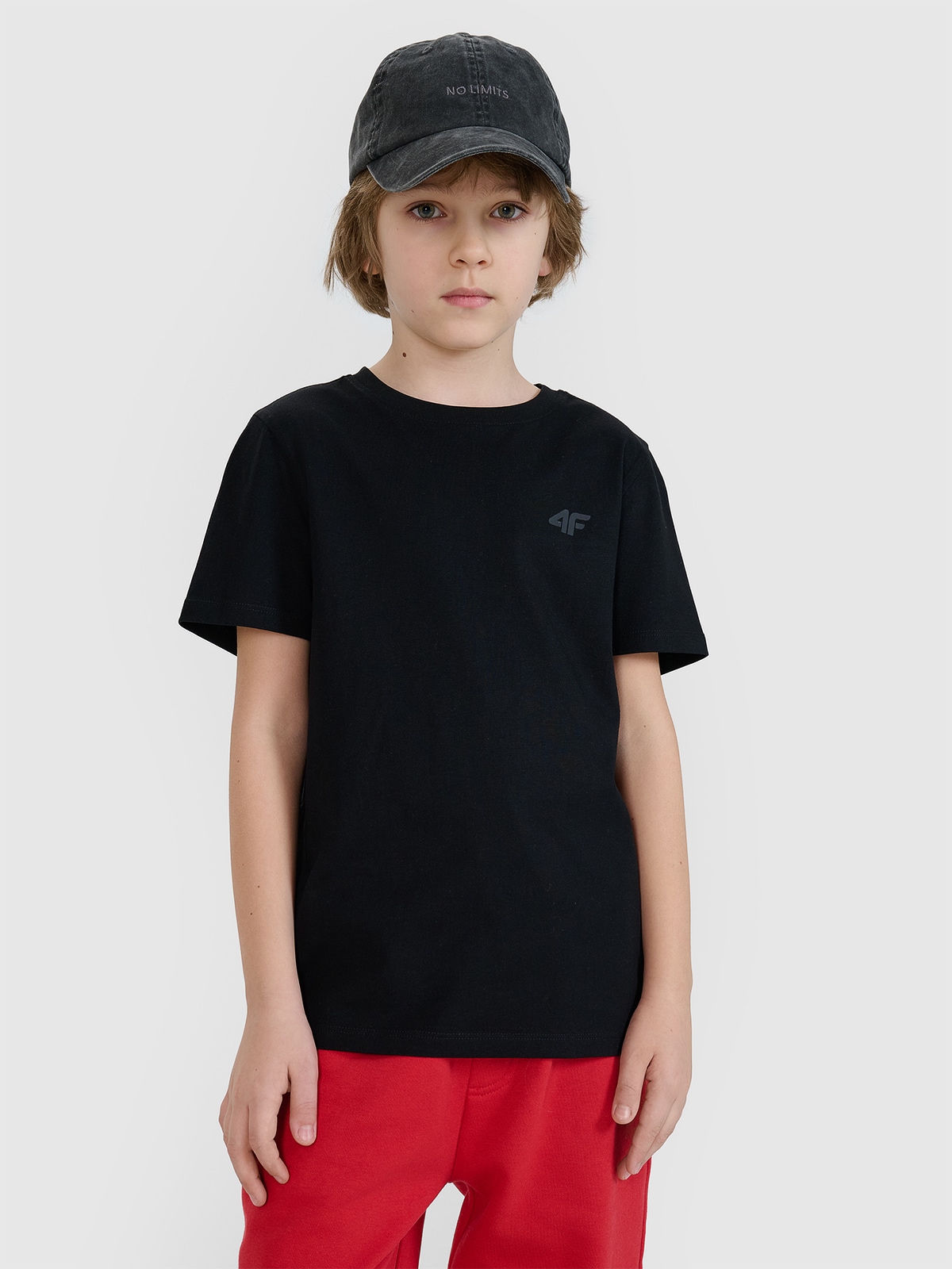 T-shirt regular lygus marškinėliai berniukams - juodi