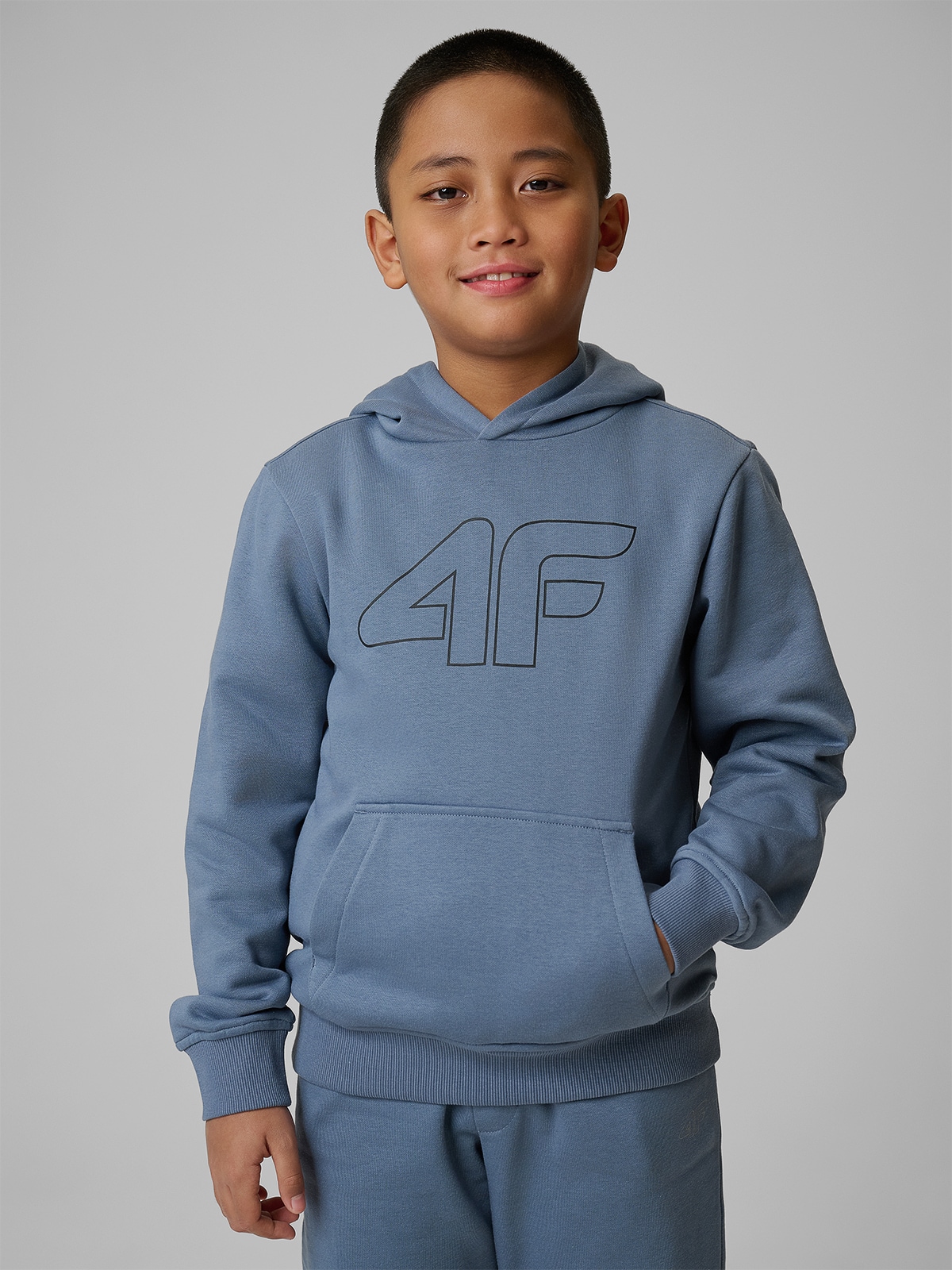 Berniukiškas regular sportinis džemperis su gobtuvu - tamsiai mėlynas