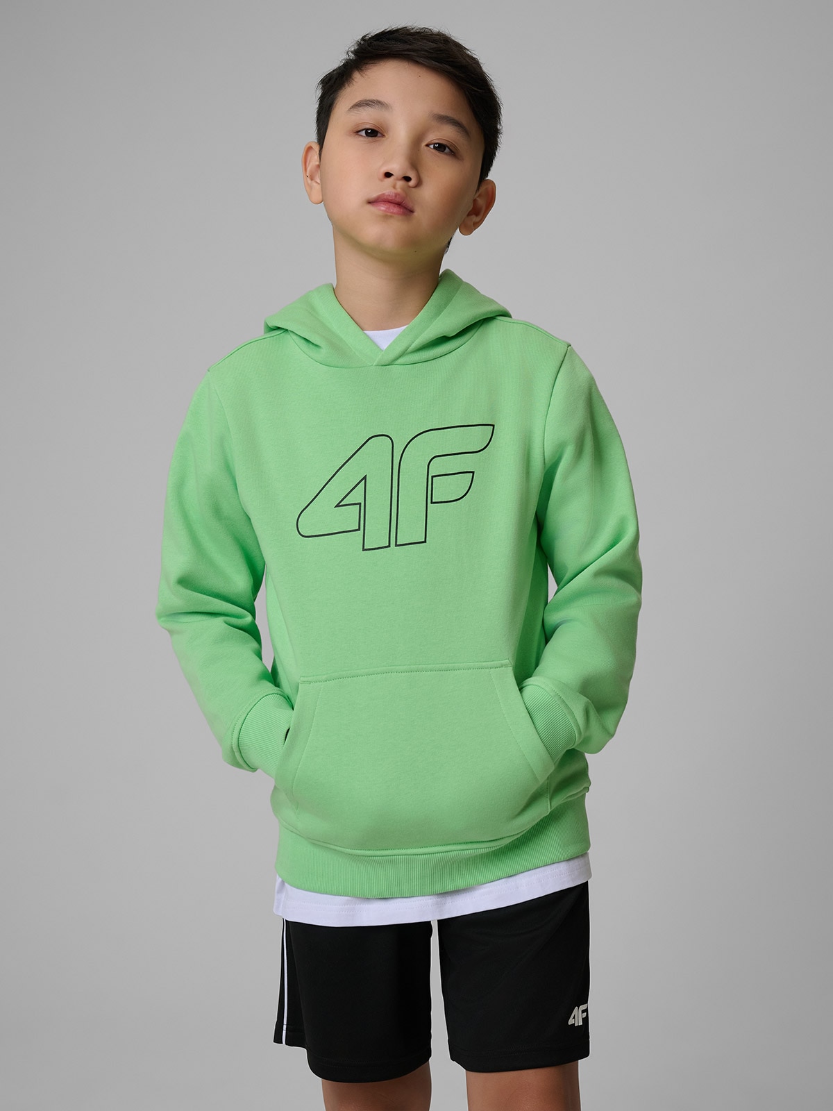 Berniukiškas regular sportinis džemperis su gobtuvu - žalias