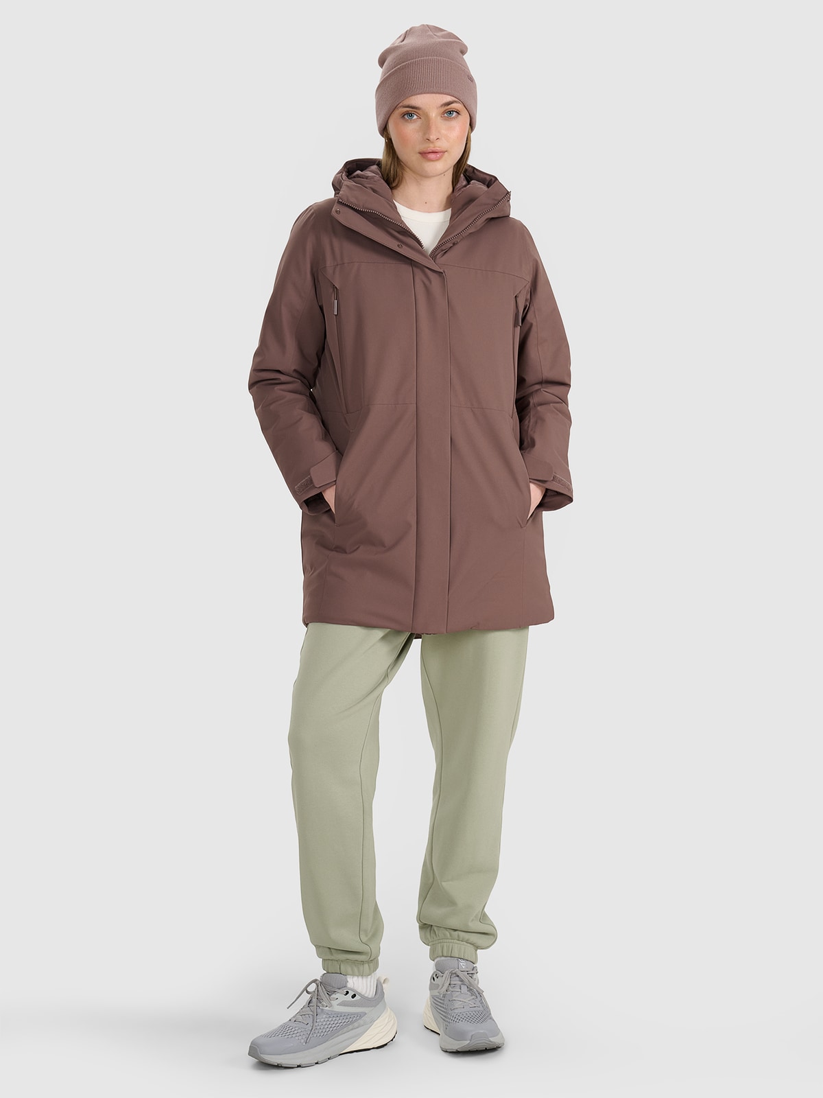 Moteriškas pereinamojo laikotarpio paltas 8000 membrana - rudas