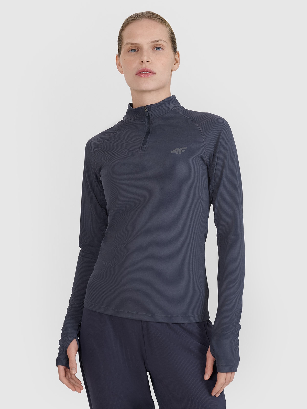 Moteriški Longsleeve greitai džiūstantys bėgimo lauke marškinėliai - pilki