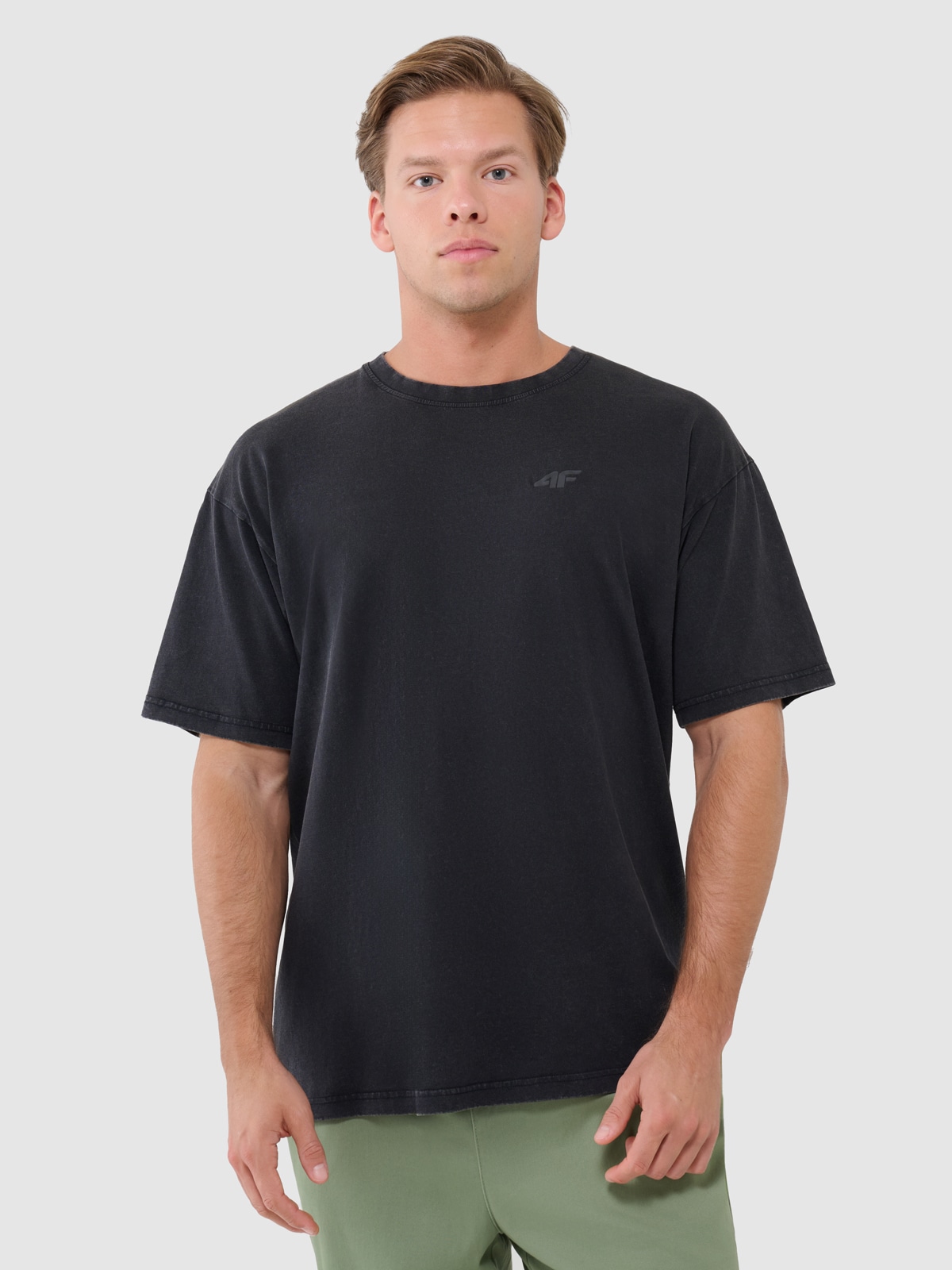 Vyriški T-shirt oversize lygus marškinėliai - juodi