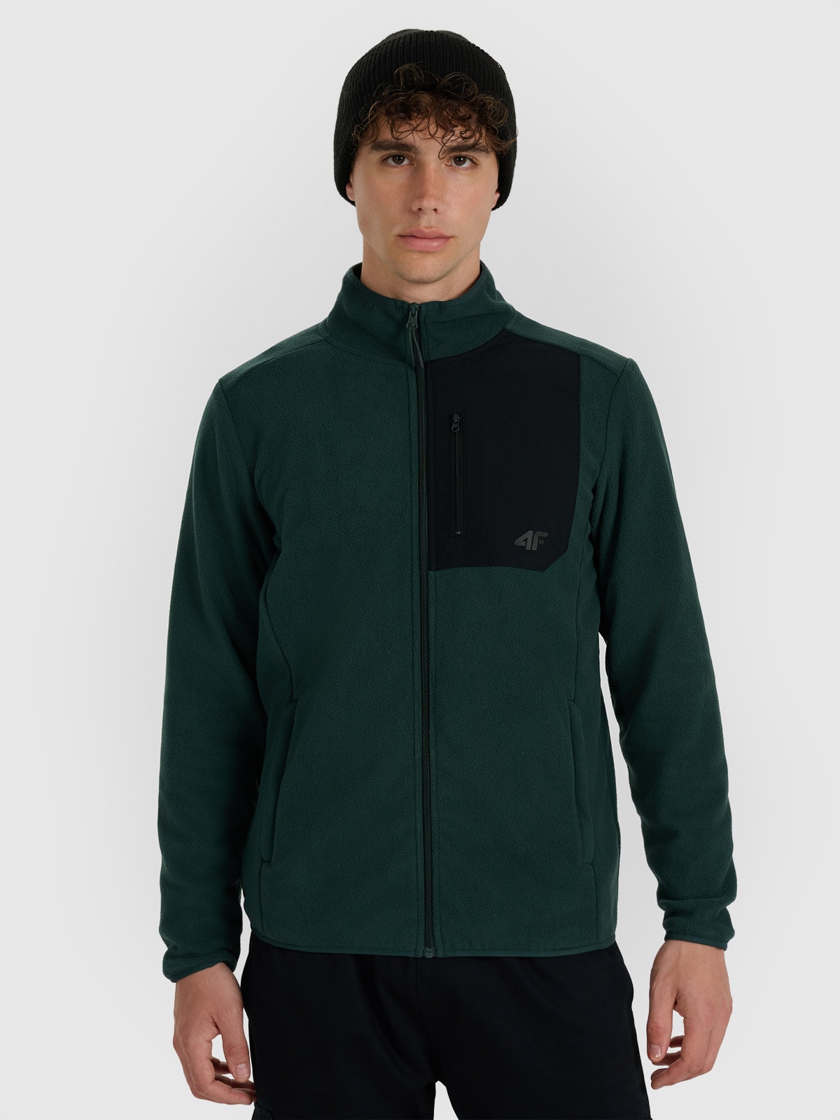 Vyriškas regular flisas su apykakle - žalias