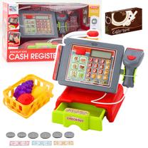 Parduotuvės žaislai, kasos aparatas ir prekių vežimėlis Lean Toys, įvairių spalvų
