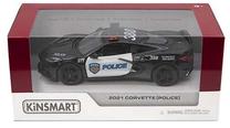 Žaislinė policijos mašina Kinsmart 2021 Corvette (Police) KT5432P, 1:36, balta sp./juoda sp.