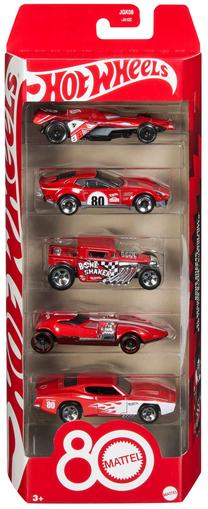  Automobilių rinkiniai Mattel Hot Wheels 80 JGK08, 1:64, raudona sp.