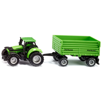  Žaislinis traktorius Siku Deutz-Fahr with 2-axle Fortuna trailer 1606, juoda sp./žalia sp.