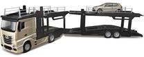  Žaislinis automobilių vilkikas Bburago Mercedes Actros With VW Polo, 1:43, aukso sp./juoda sp./pilka sp.