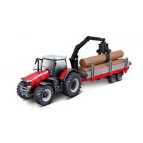  Žaislinis traktorius Bburago Massey Ferguson 8740S, raudona sp.