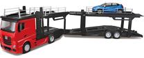 Žaislinis automobilių vilkikas Bburago Mercedes-Benz Actros With Renault Captur 31457, 1:43, mėlyna sp./juoda sp./raudona sp.