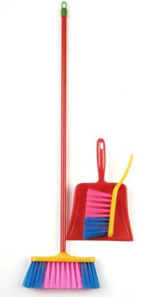 Namų ruošos žaislas, grindų šluota Klein Broom Set, raudona sp./geltona sp.