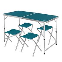 Sulankstomas turistinis stalas su kėdėmis Nils Camp NC1633, mėlyna sp./sidabro sp., 120 cm x 60 cm x 55 - 70 cm