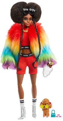Lėlė Mattel Barbie Extra Rainbow Coat With Poodle GVR04, 29 cm
