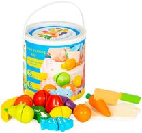 Parduotuvės žaislai, vaisių ir daržovių pjaustymo rinkinys EcoToys, įvairių spalvų