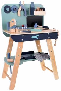 Žaislinis meistro įrankių rinkinys, meistro darbo stalas, įvairių spalvų