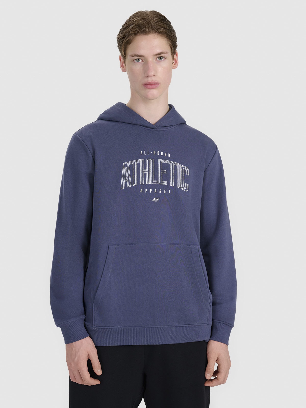 Vyriškas sportinis neatsegamas džemperis su gobtuvu - denim