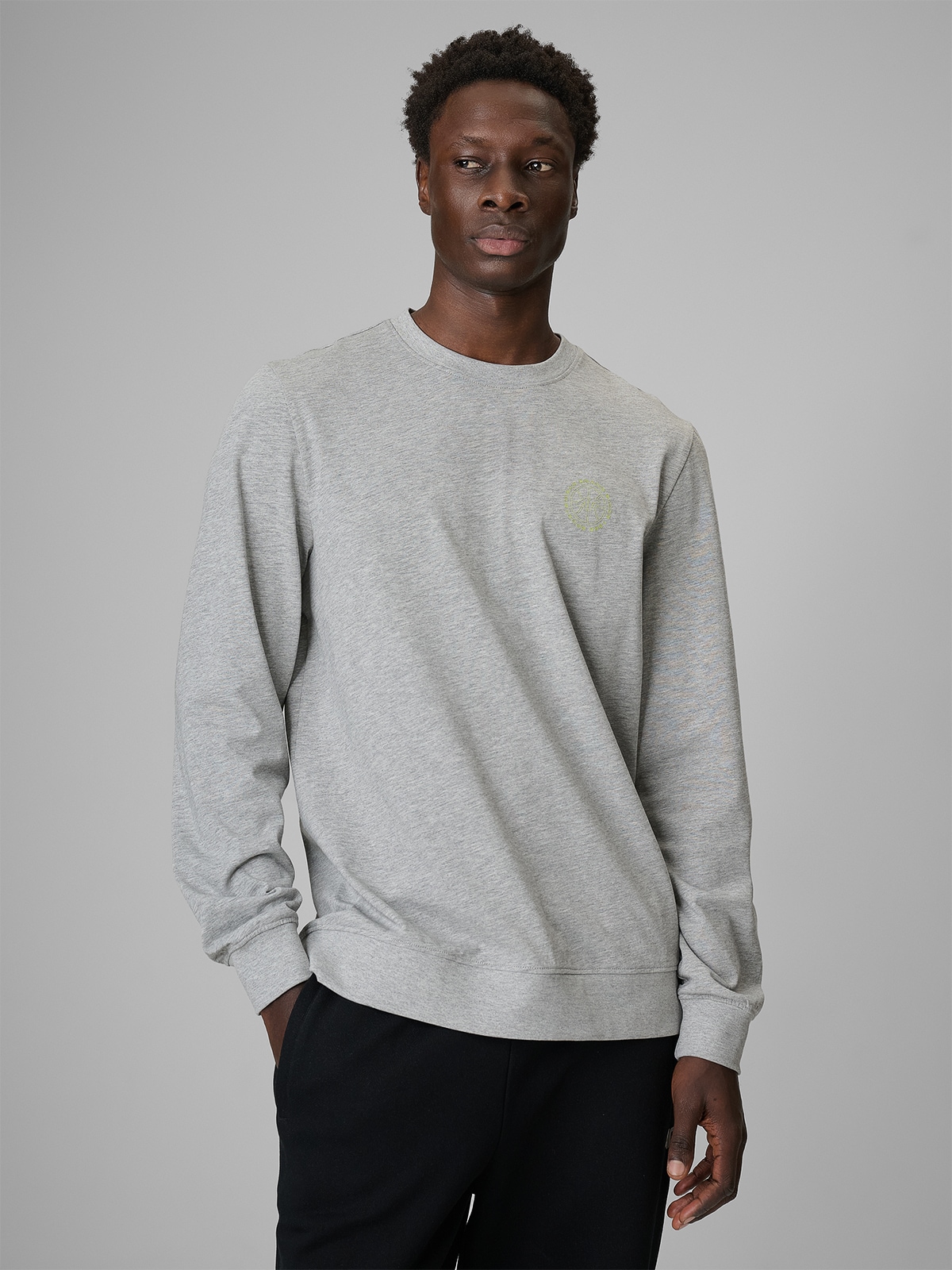 Vyriški regular ilgarankoviai vienspalviai marškinėliai - pilki