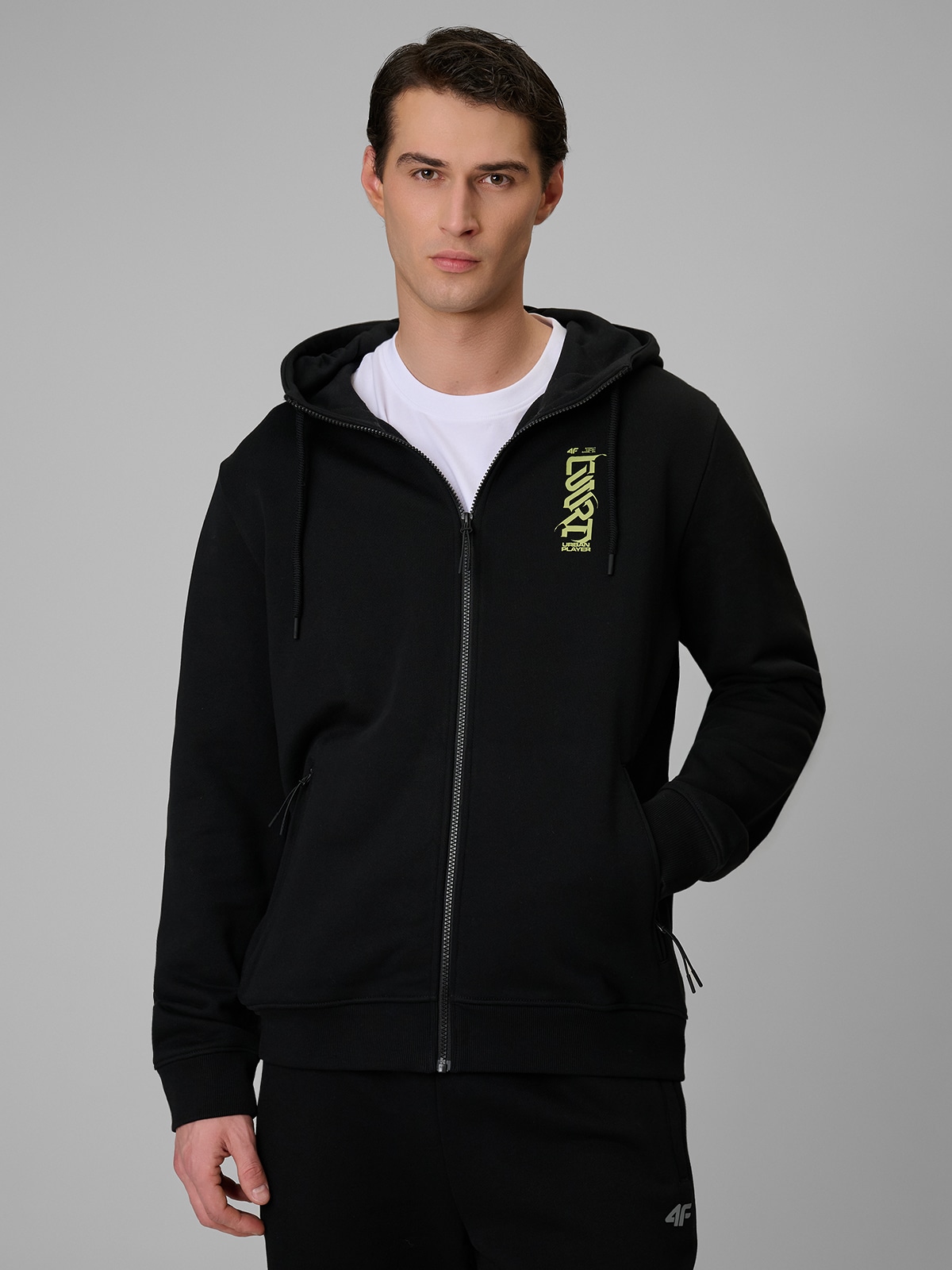 Sportinis džemperis regular su gobtuvu vyriškas - juodas