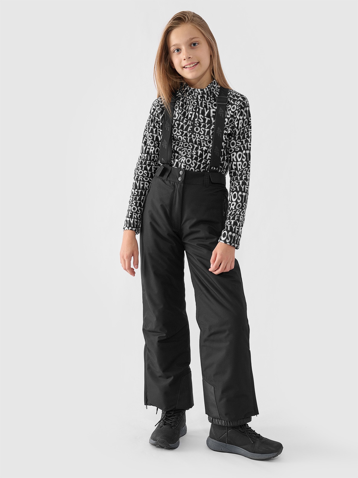 Slidinėjimo kelnės mergaitėms 8000 membrana - juodos